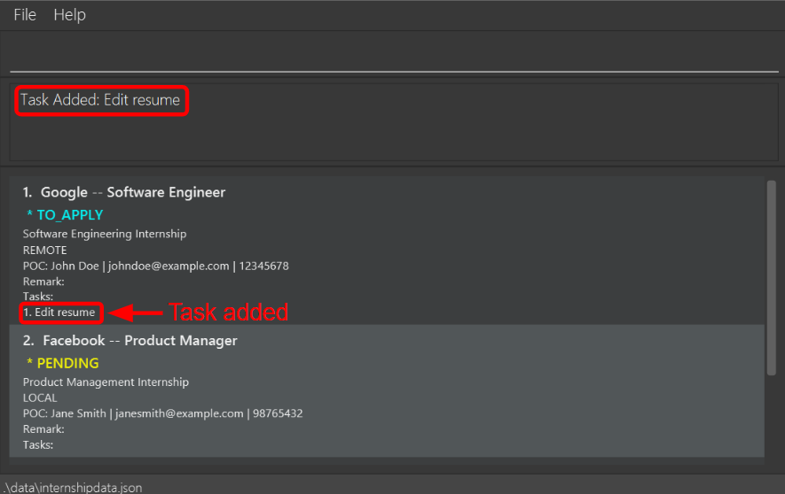 After Successfully Adding Task