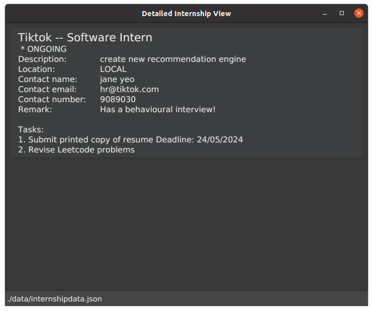 Detailed view window